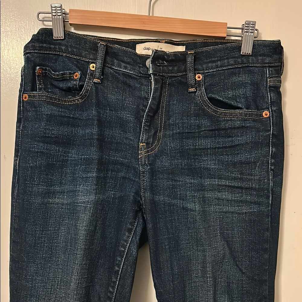 GAP Blue Best Girlfriend Ankle Cropped Jeans with Rich Indigo Hue